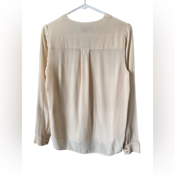Vince Blush Silk Blouse Top Picot Edge Long Sleeve in Blossom Small - Picture 4 of 15